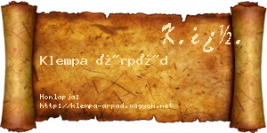 Klempa Árpád névjegykártya